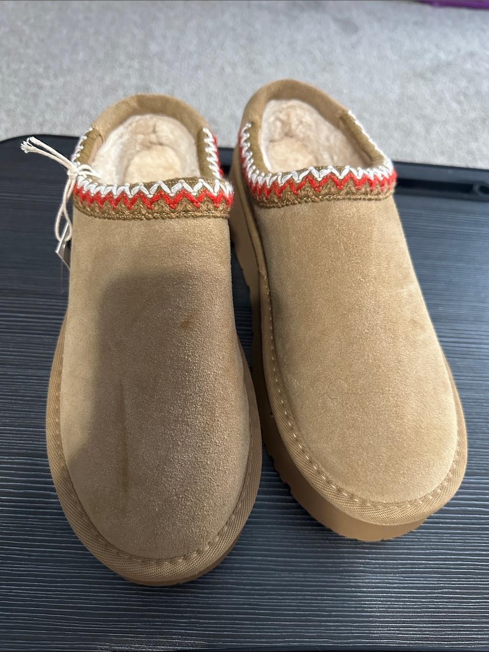 Cozy Slip-On Shearling Lined Mules in Camel
